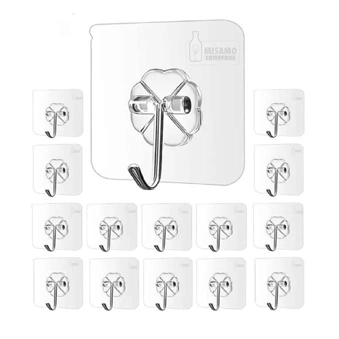 Nail Free Wall Hooks. Waterproof for Bathroom, Kitchen, Room hanging (Pack of 50)