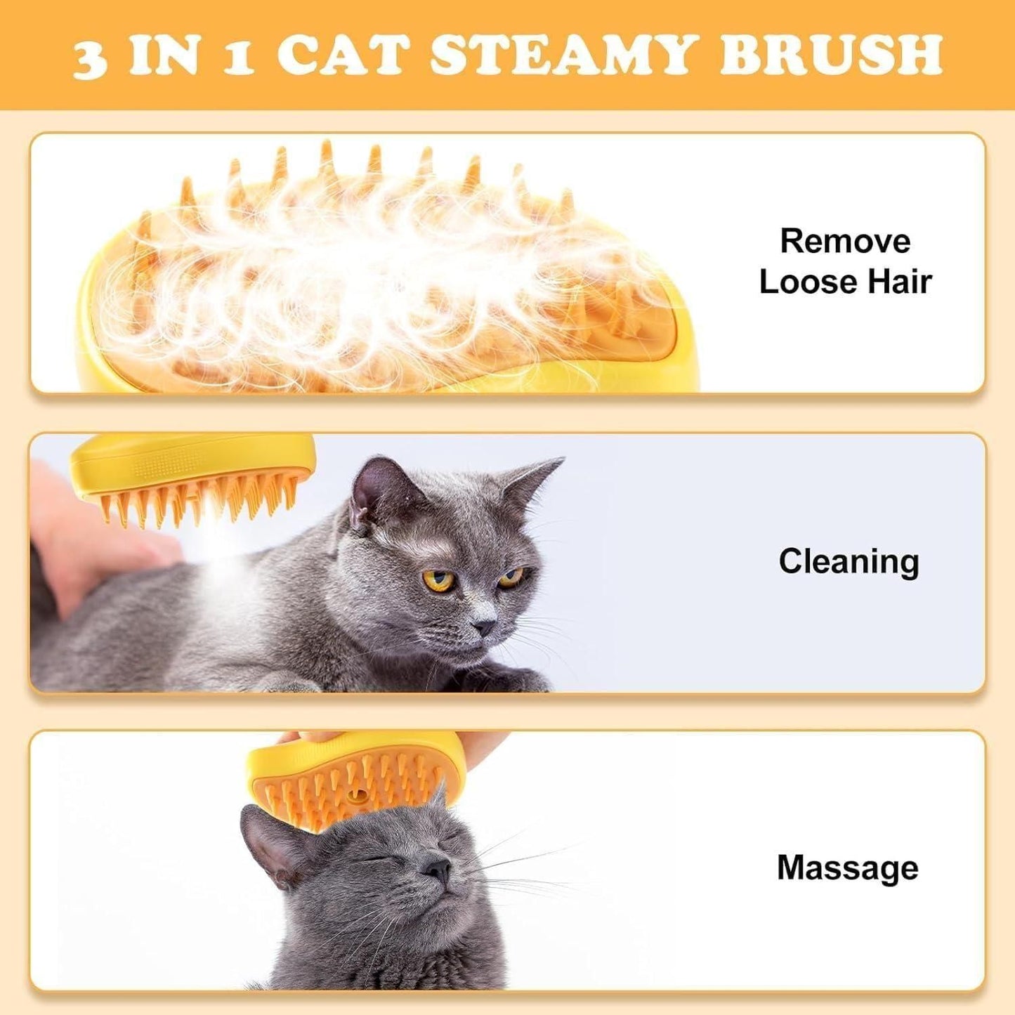 New Viral Steaming Pet Brush. Soothing Steam Massager for Cats & Dogs.