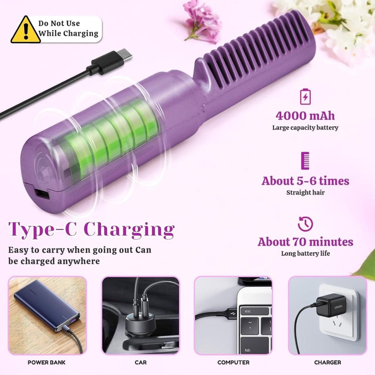 Portable Mini Hair Straightener Comb