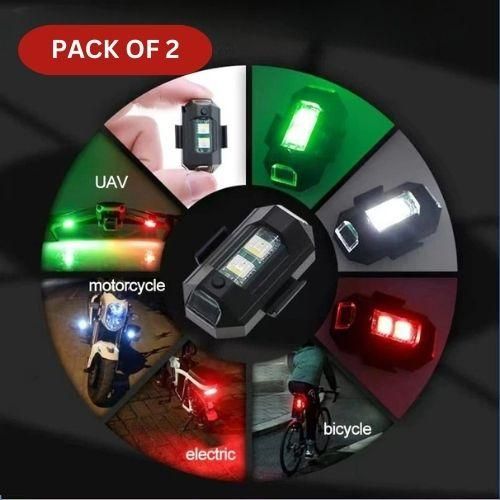 Safety Signal Aircraft Blinking Strobe 7 Colours Led Light Multipurpose Waterproof for Motorbike (Pack of 2)