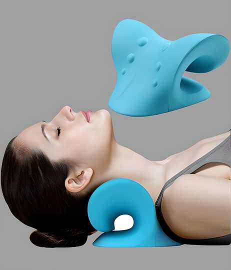 Neck Relaxer | Cervical Pillow | Neck & Shoulder Support for Pain Relief | Chiropractic Acupressure Massage | Durable and Soft | Portable & Easy to Carry (Blue)