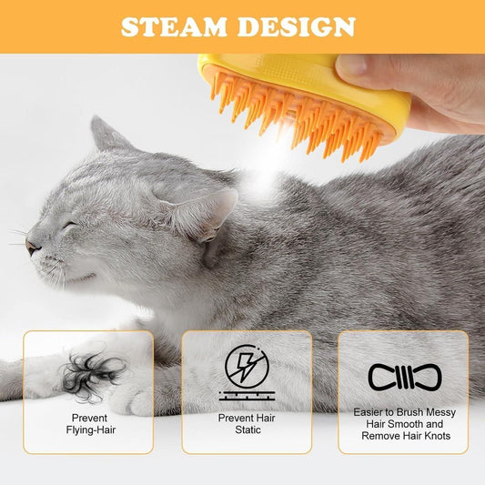 New Viral Steaming Pet Brush. Soothing Steam Massager for Cats & Dogs.