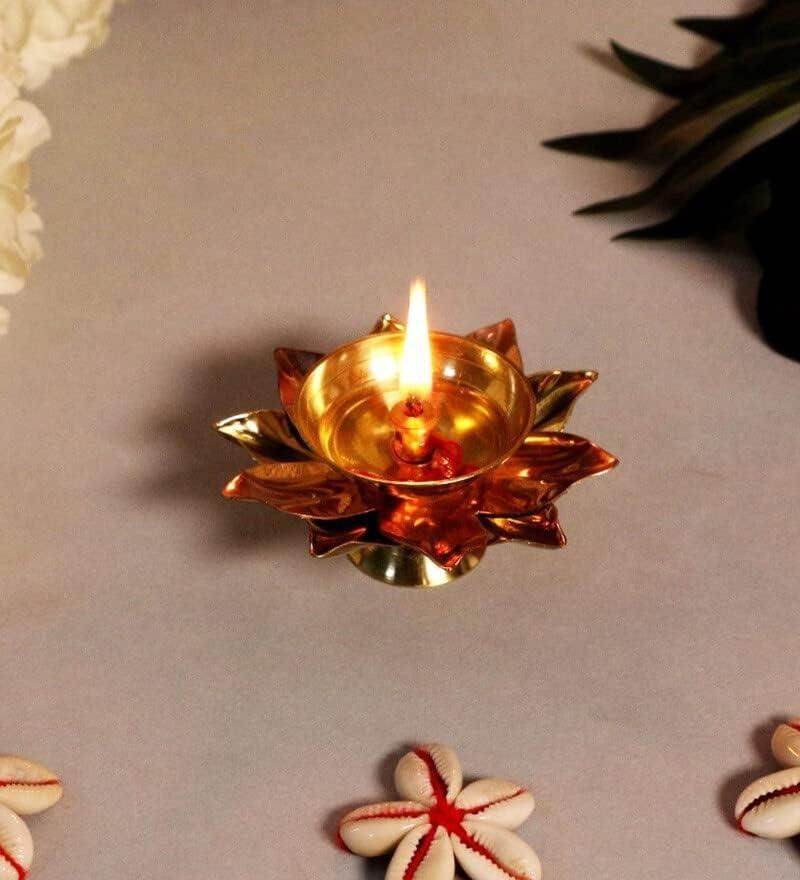 Set of 2 Floral Shape Metal Diya