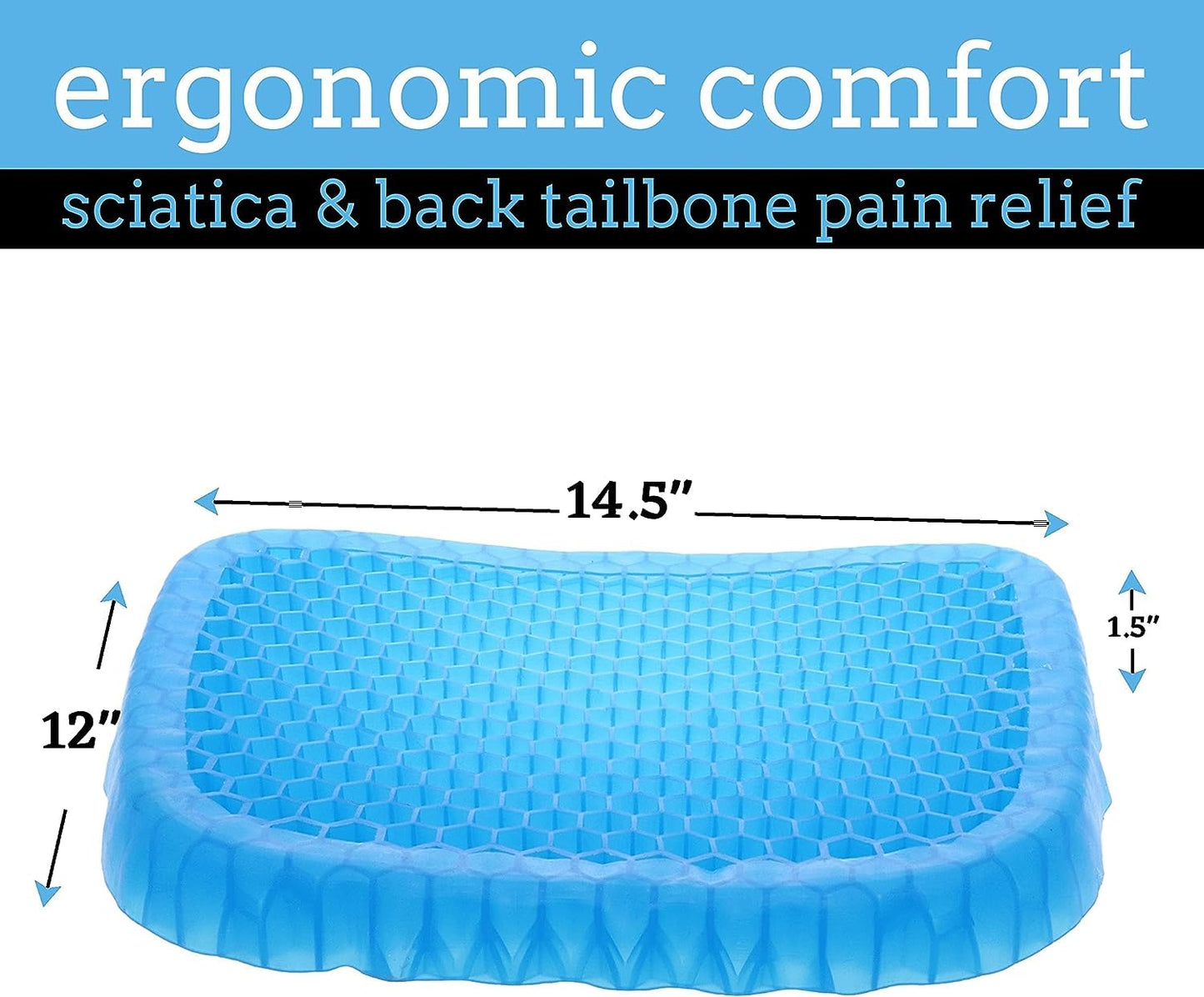 Gel Seat Cushion Ergonomic Breathable Design Pressure Relief Sitter