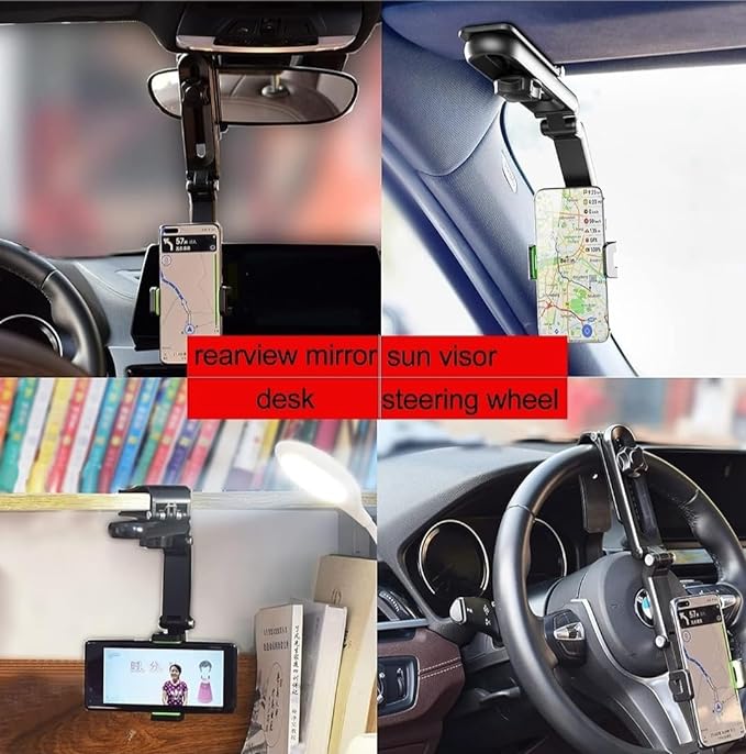 Phone Holder for Car, Easy 360°Rotatable Retractable Car Phone Holder