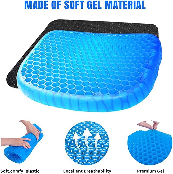 Gel Seat Cushion Ergonomic Breathable Design Pressure Relief Sitter